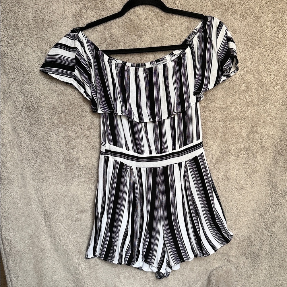 Striped Off-Shoulder Romper